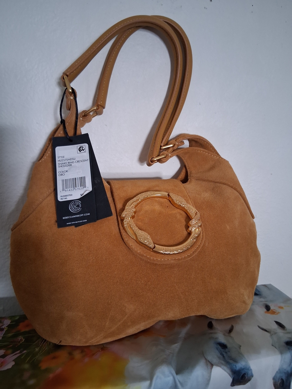Rebecca Minkoff Tan Suede Crescent Shoulder Bag